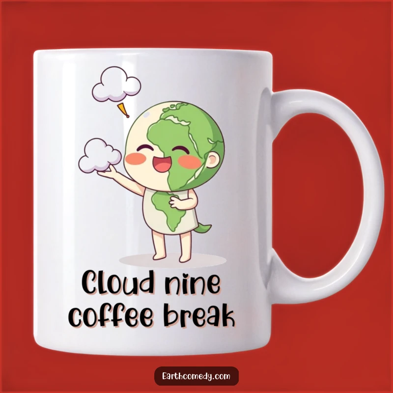Funny Earth Mug: Cloud Juggling Design, Cheerful & Whimsical Gift!