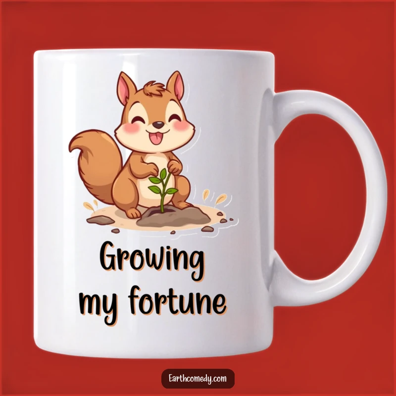 Funny Squirrel Gardener Mug: Joyful Character Planting Seedling Gift