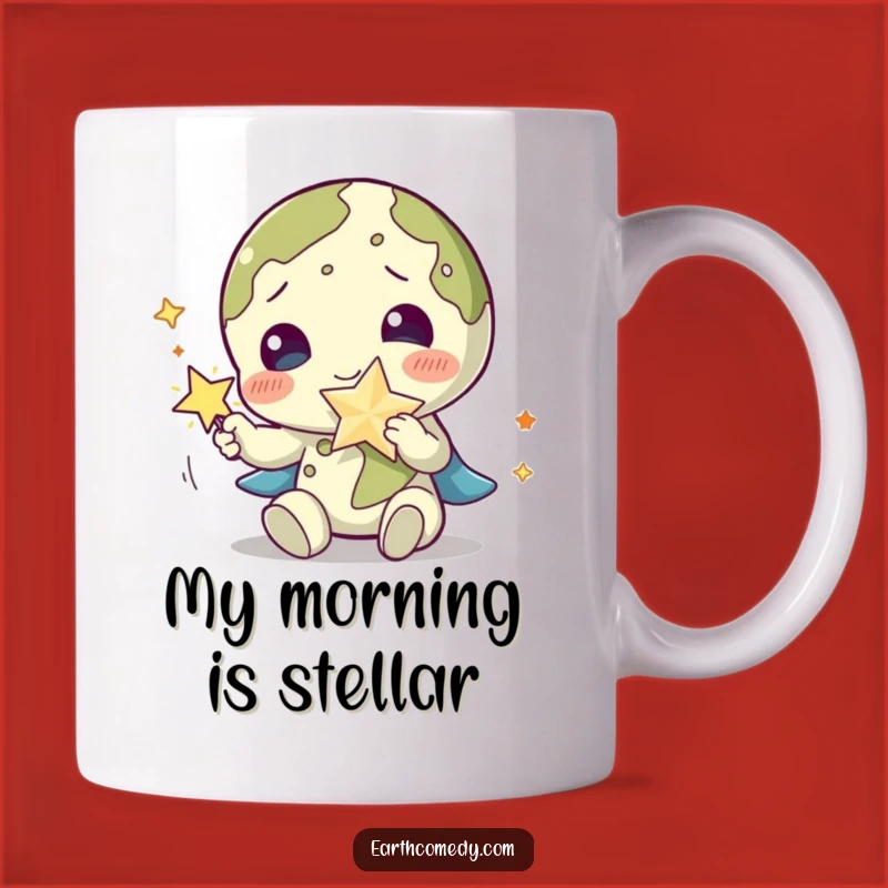 Funny Earth Mug: Star Play Design, Whimsical & Magical Gift!