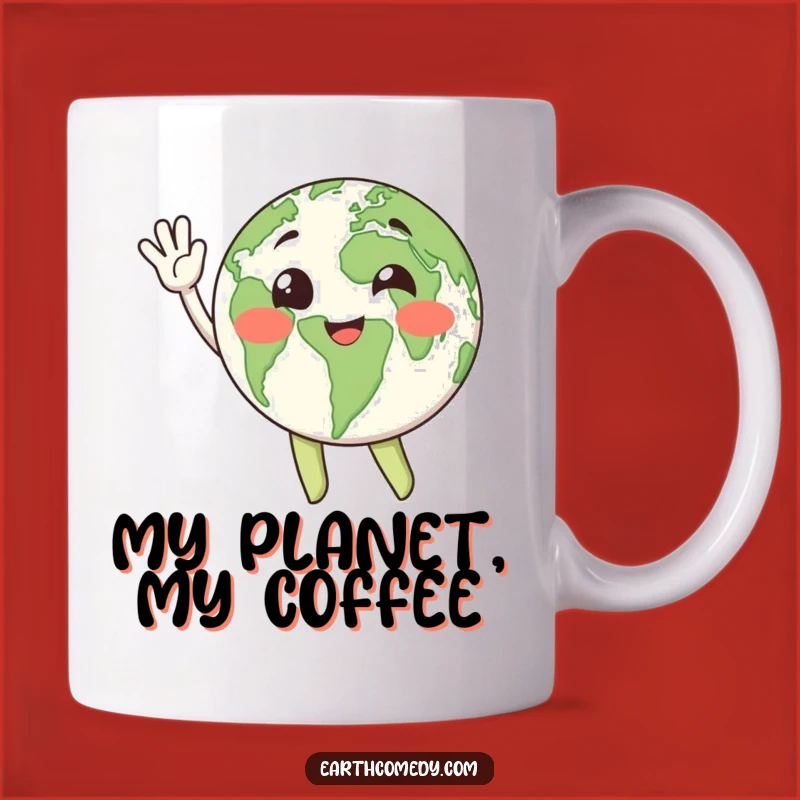 Funny Earth Golfer Mug - Happy Planet Wave Gift