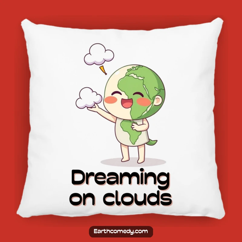 Funny Earth Pillow: Cloud Juggling Comfort, Cozy & Cheerful Accent!