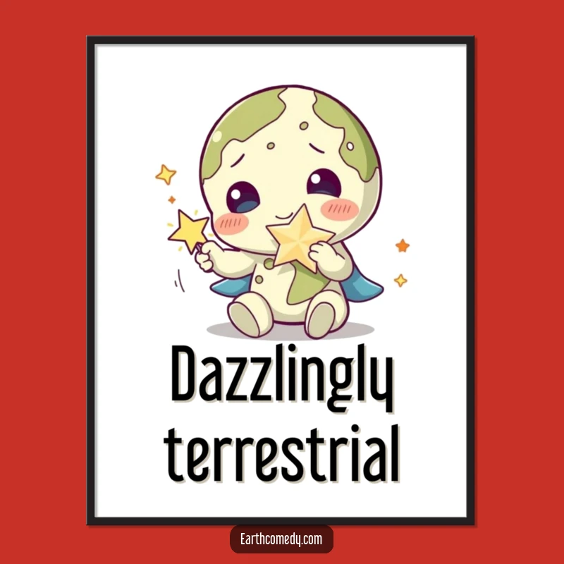 Funny Earth Digital Art: Star Play Print, Instant Magical Decor & Gift!