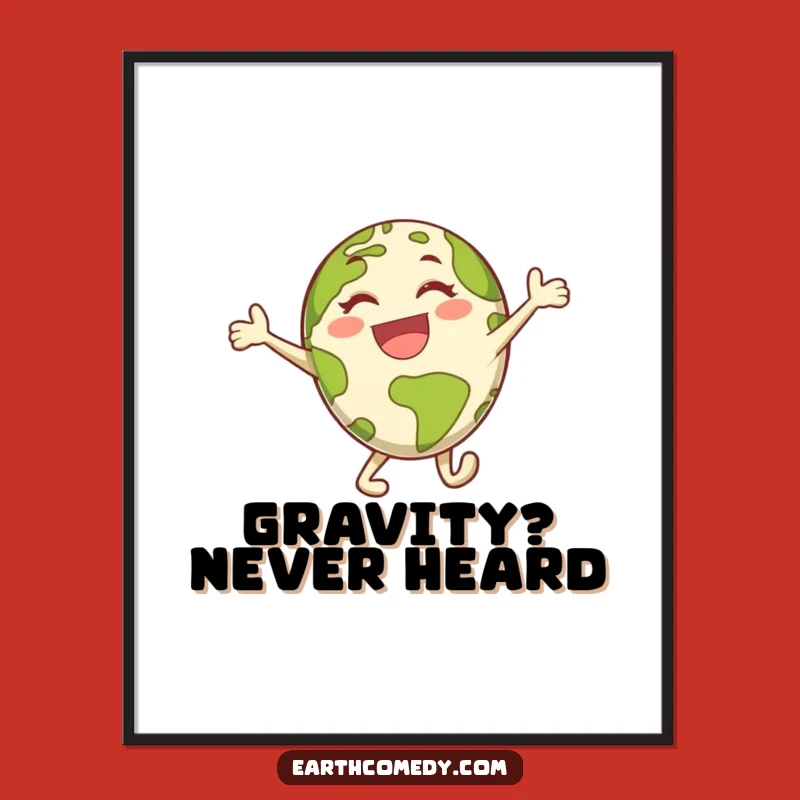 Funny Earth Digital Art: Energetic Leap Print, Instant Joyful Decor & Gift!