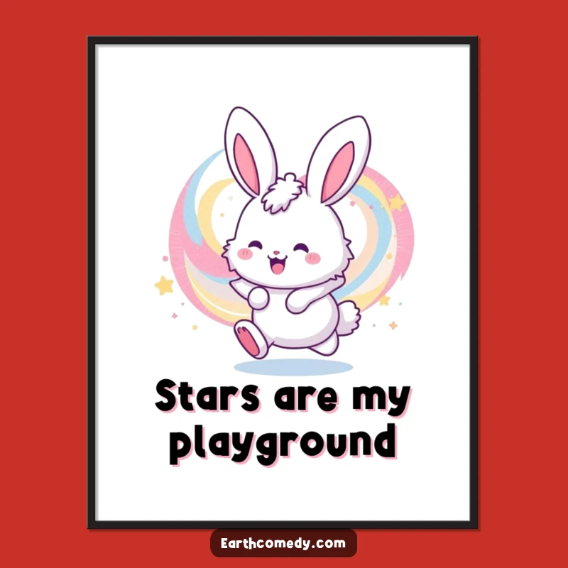 Funny Bunny Galaxy Digital Print: Decorate with Cosmic Whimsy and Humorous Charm