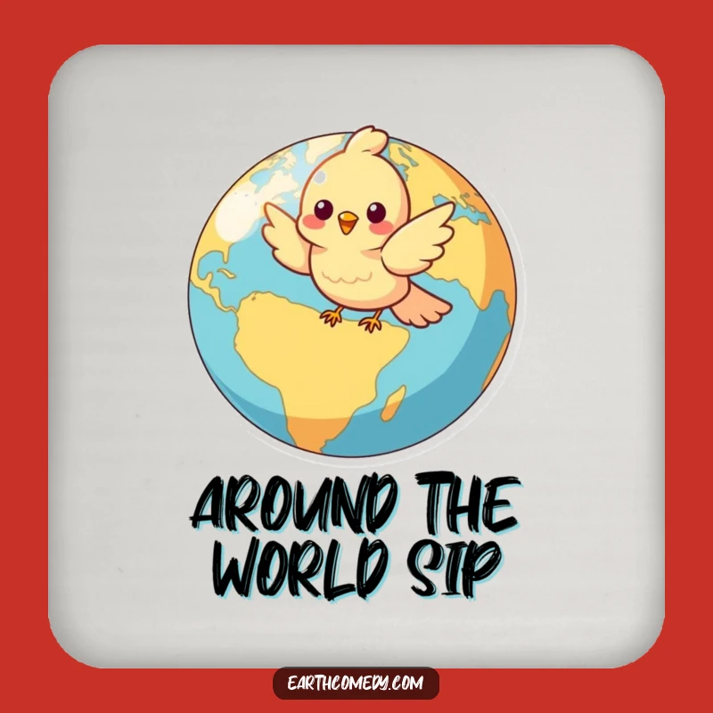 Funny Bird Globe Drink Coaster - Cheerful Character Protection for Surfaces Gift