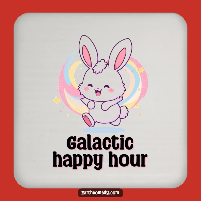 Funny Bunny Galaxy Coaster: Protect Your Surfaces with Cosmic Cheer and Humor