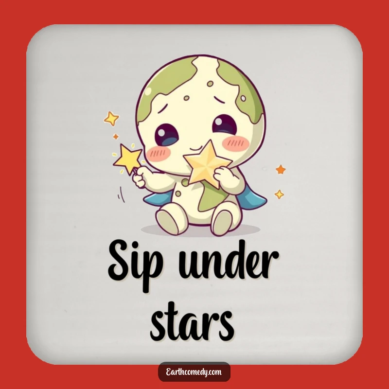 Funny Earth Coaster: Star Play Design, Protects Surfaces with Cosmic Charm!