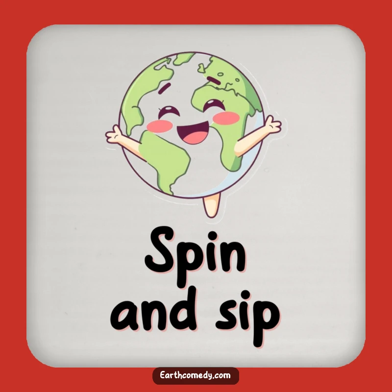 Funny Earth Coaster: Spinning Delight Design, Protects Surfaces with Joy!