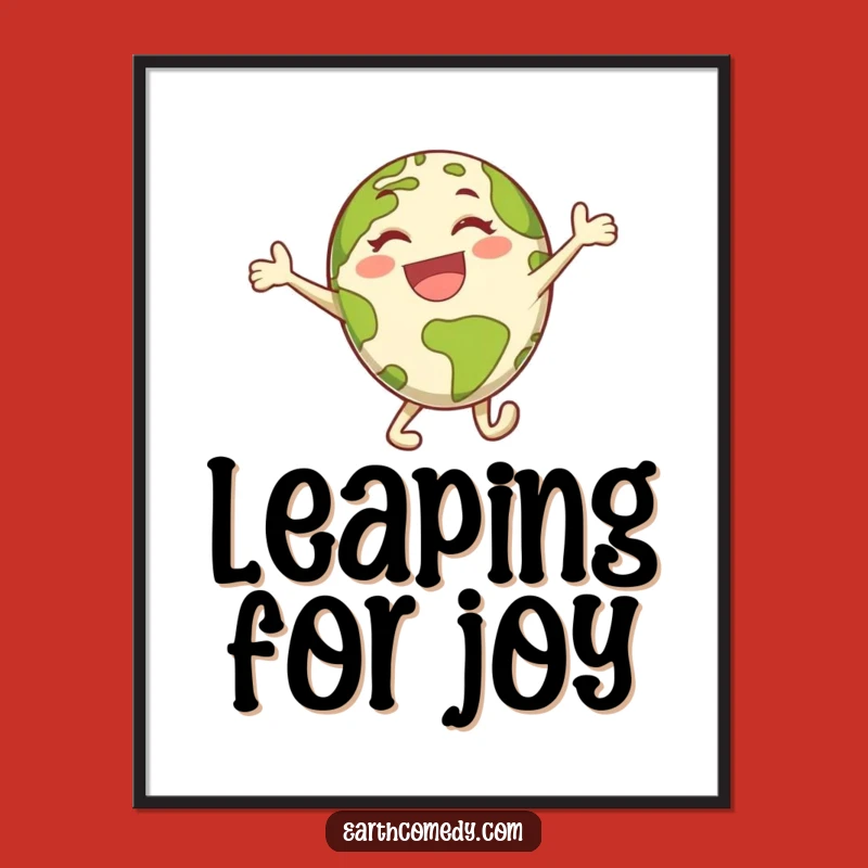 Funny Earth Poster: Joyful Leap Art, Energetic Wall Decor - Hilarious Gift!