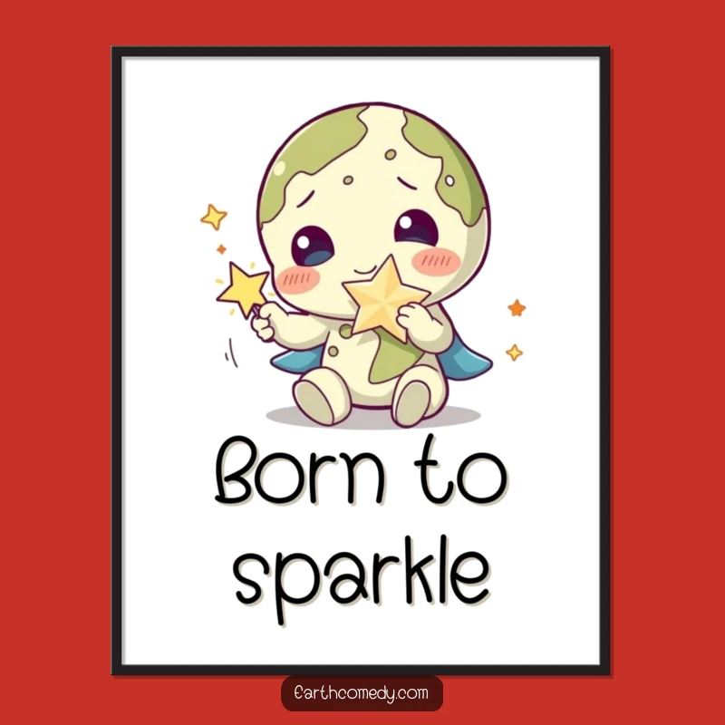 Funny Earth Poster: Star Play Art, Magical Wall Decor - Whimsical Gift!