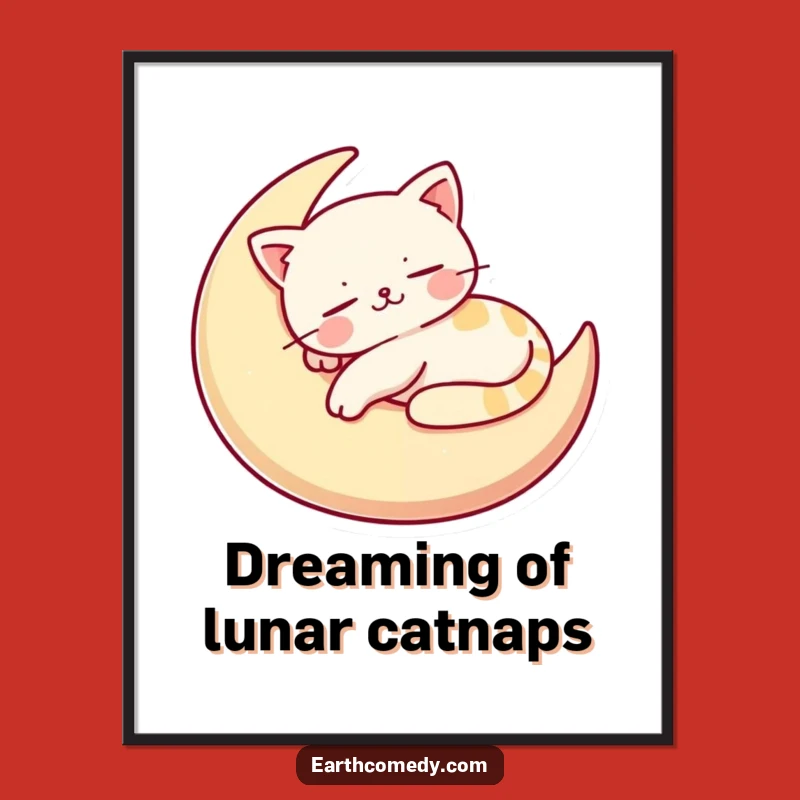 Free Printable Moon Cat Wall Art - Cozy Downloadable Art for a Serene Space