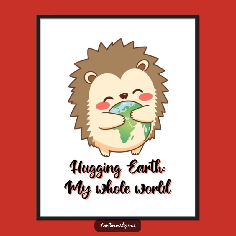 Free Printable Hedgehog Earth Hug Wall Art - Cute Downloadable Decor for Nature Lovers