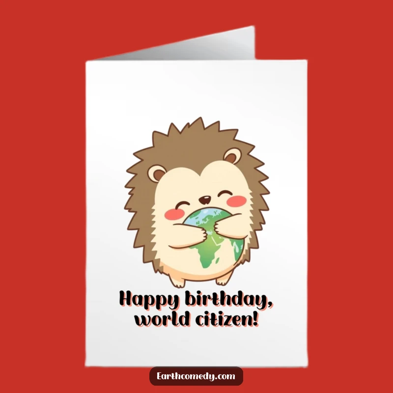 Free Printable Hedgehog Earth Hug Birthday Card - Cute Downloadable for Planet Lovers