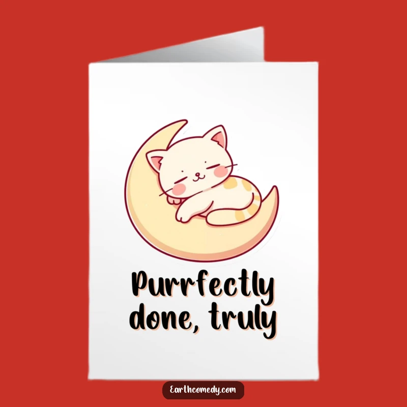 Free Printable Moon Cat Congratulations Card - Humorous Downloadable for Peaceful Success